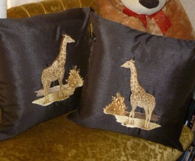 Giraffe Brown Silk Cushions