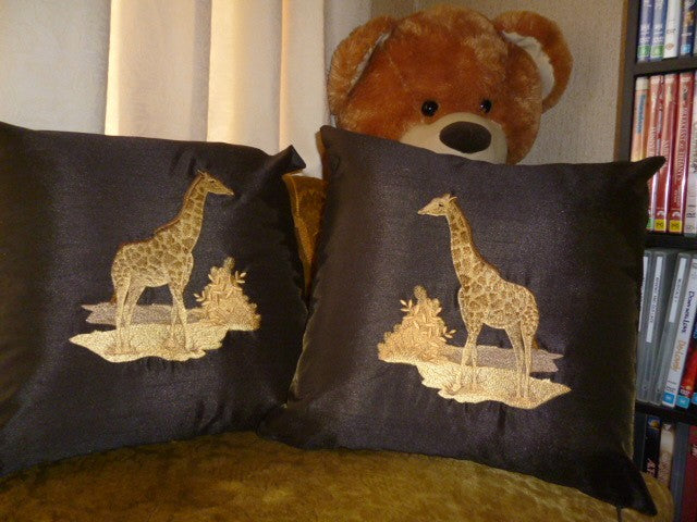 Giraffe Brown Silk Cushions