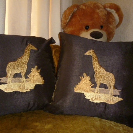 Giraffe Brown Silk Cushions
