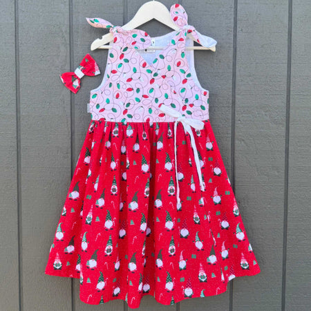 Ready for Santa! Handmade Christmas Dress – Size 6 + Matching Bow