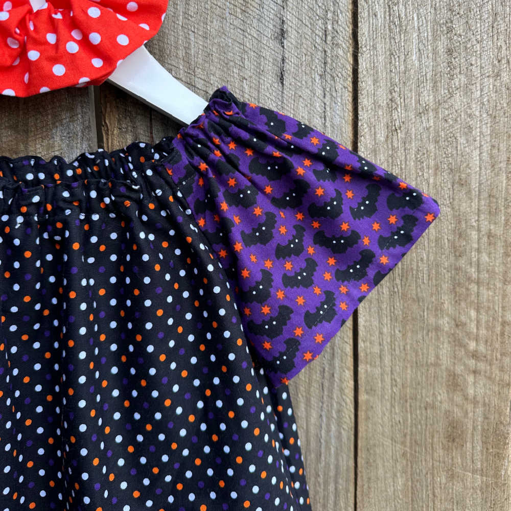 Handmade Orange Cat Halloween Dress & Scrunchie Set - Size 3