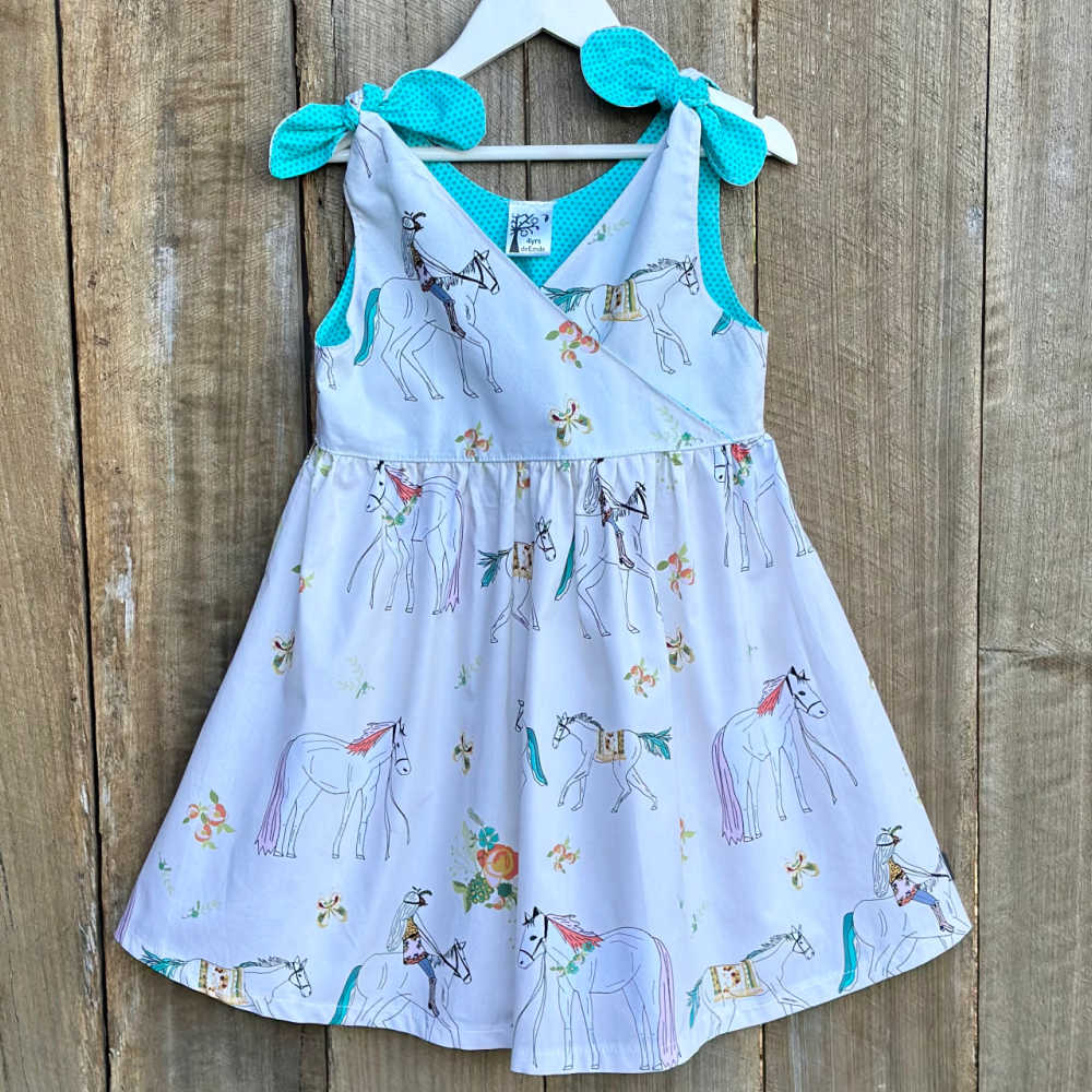 Girls BoHo Style Horse Print Dress – Size 4–5 - Free Scrunchie