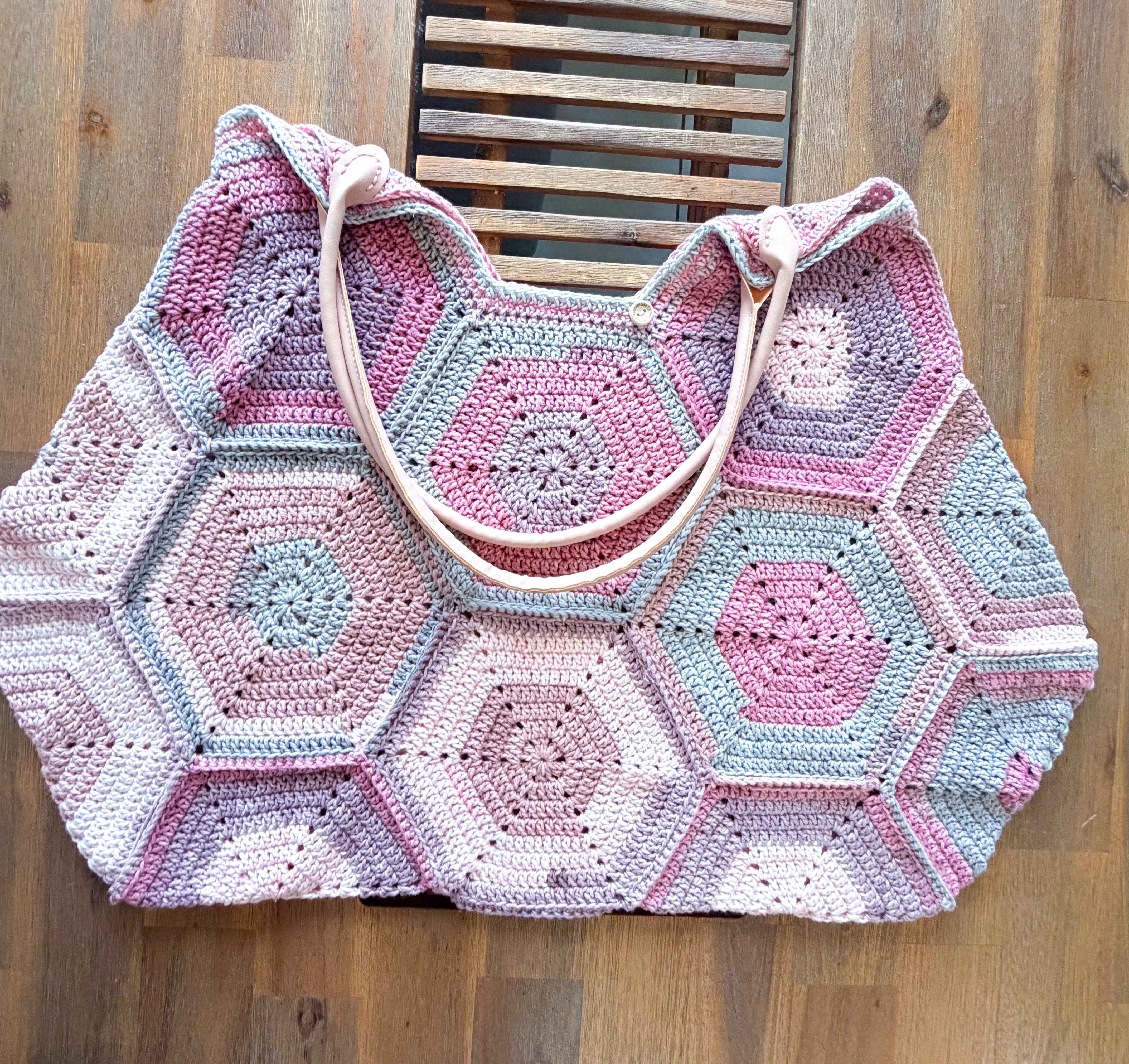 #078 Oversized Hexagon Tote Bag with Faux Handles