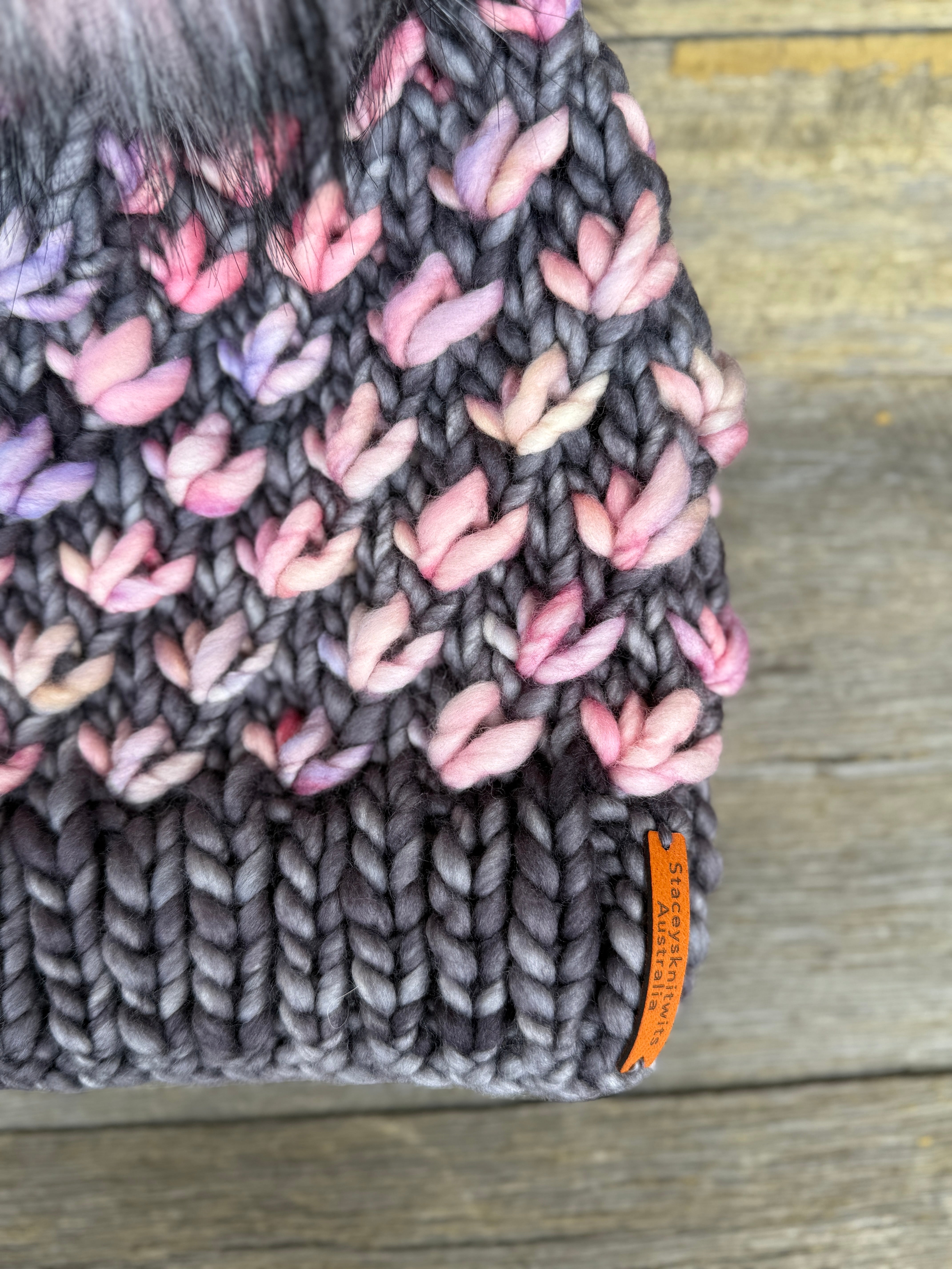 Ladies Beanie, Grey Beanie with PomPom