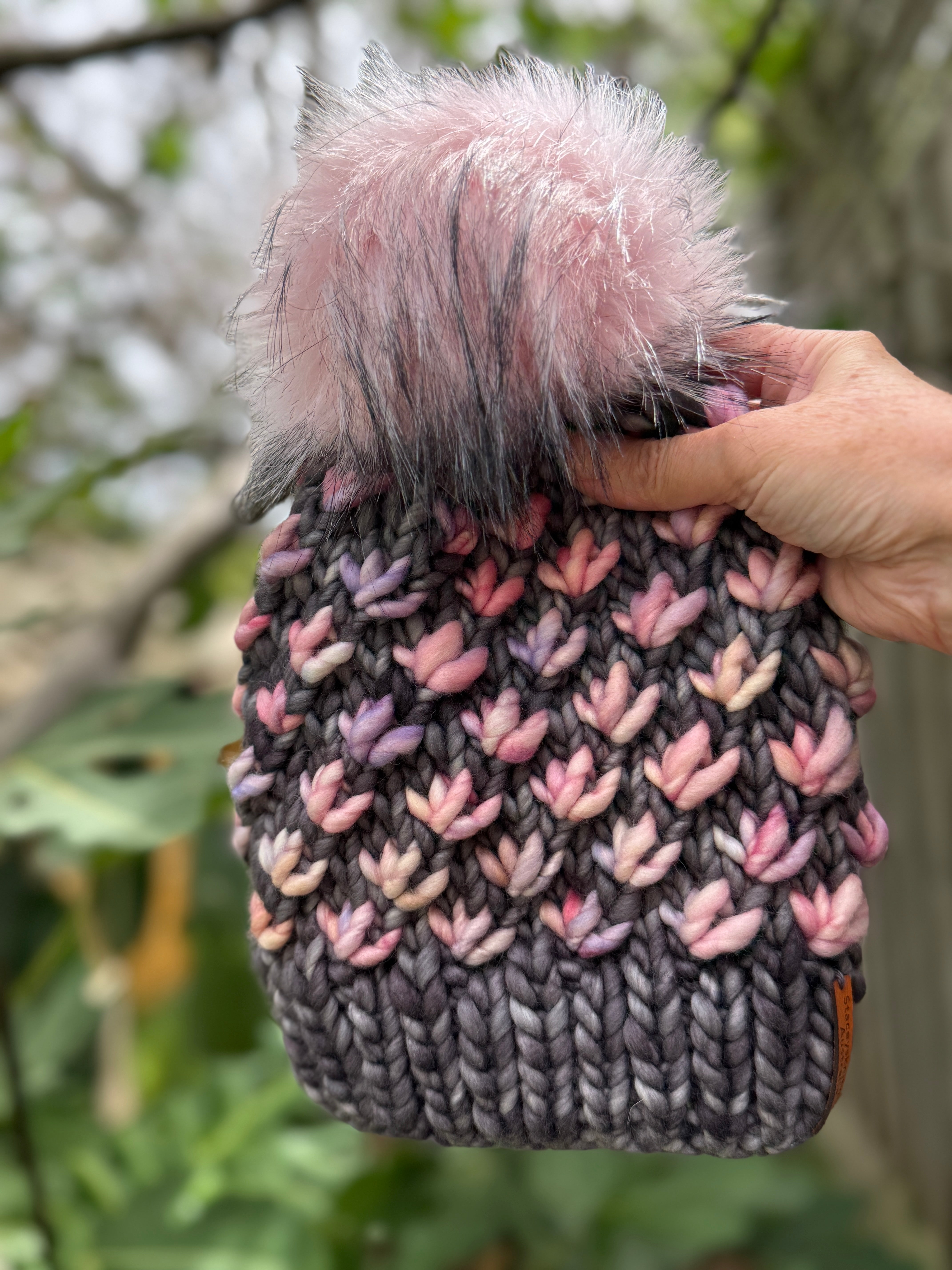 Ladies Beanie, Grey Beanie with PomPom