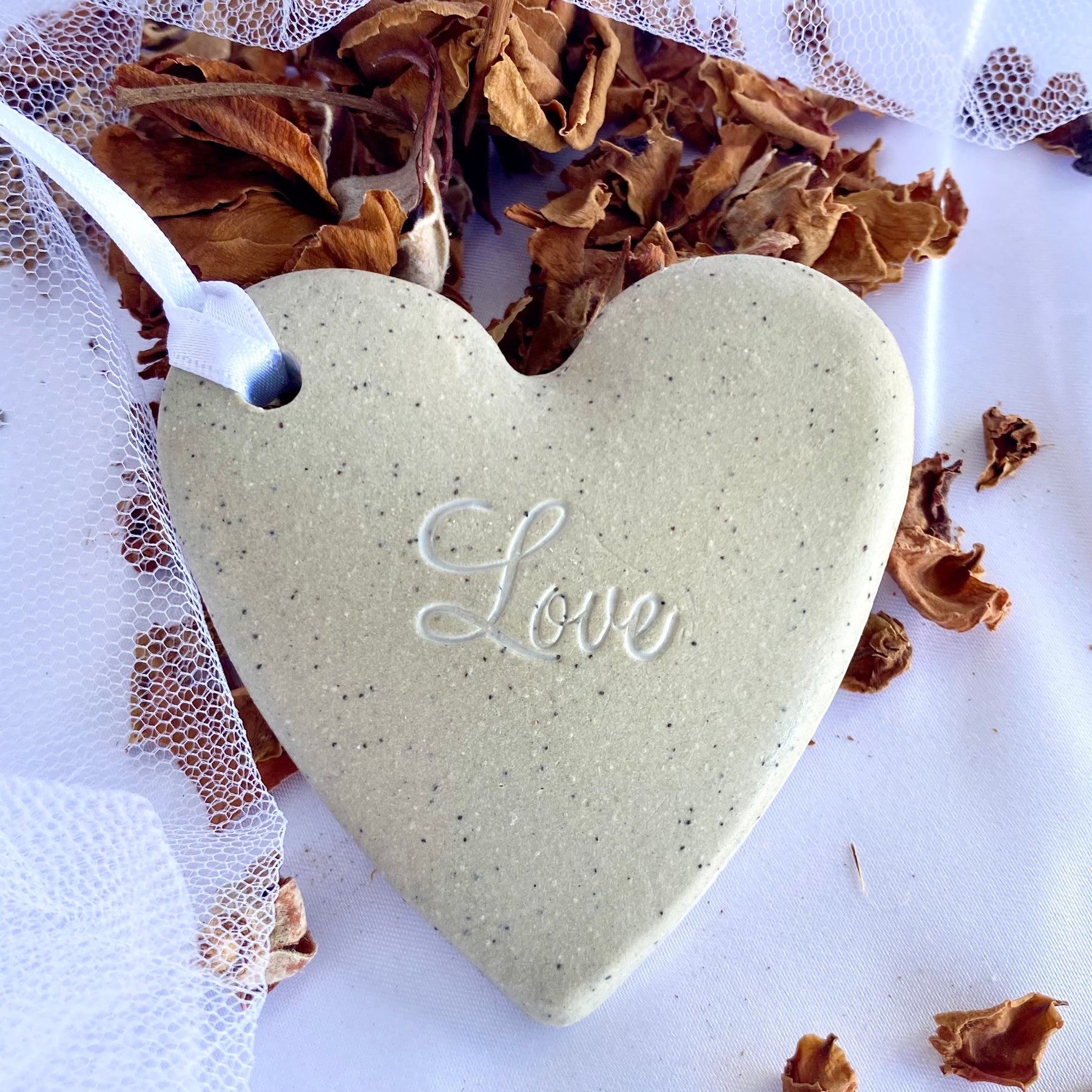 Wedding Keepsake | Hanging Heart | Personalised Bride Gift | Handmade Pottery