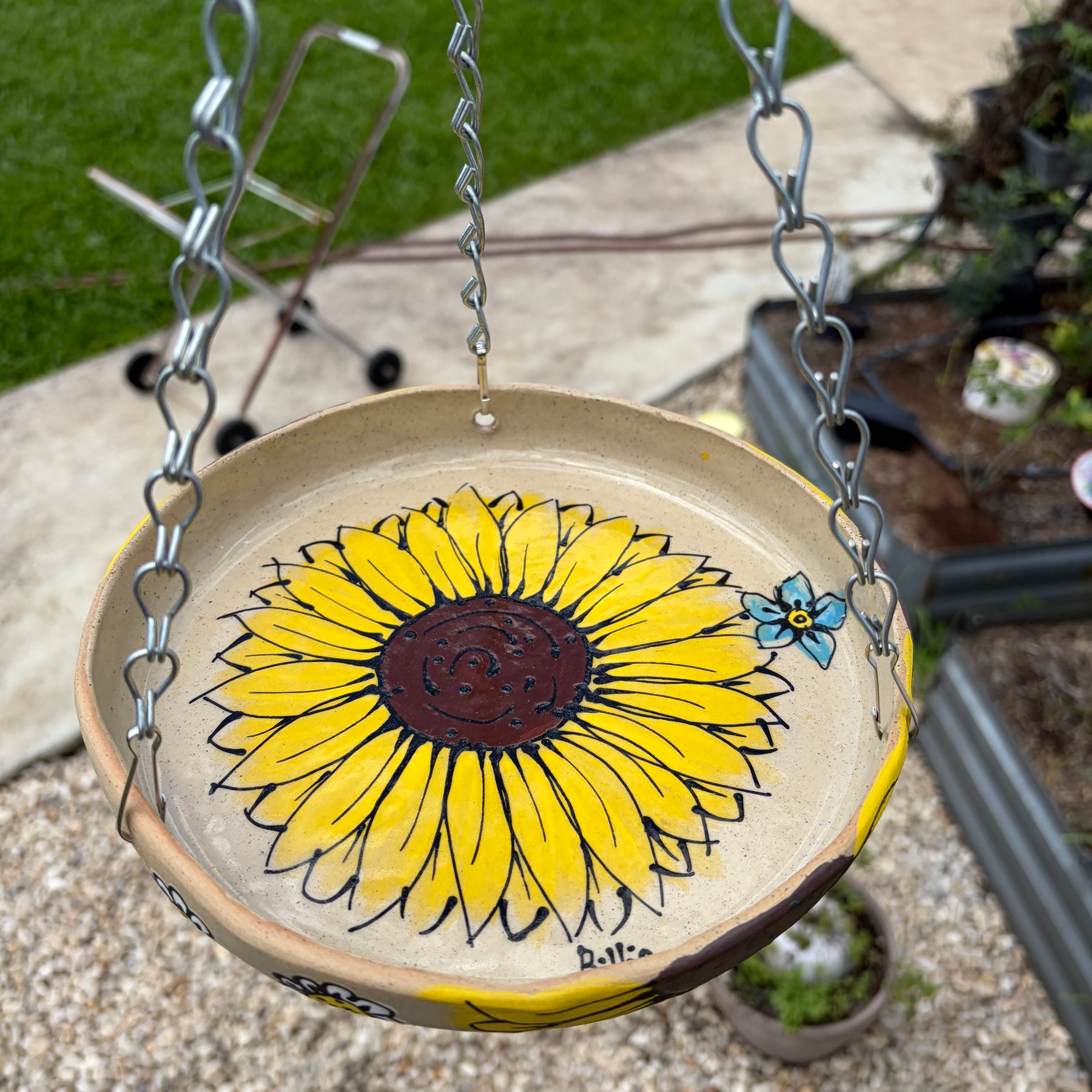 Hand Painted Ceramic Bird Feeder