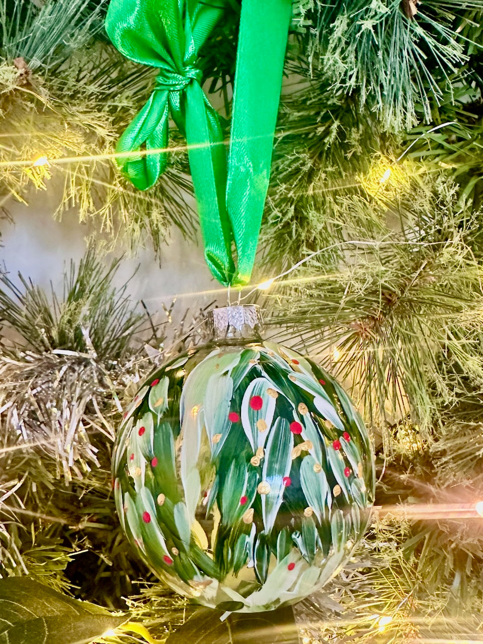 Glass Christmas Tree Ornament Bauble Hand Painted Original Artworks