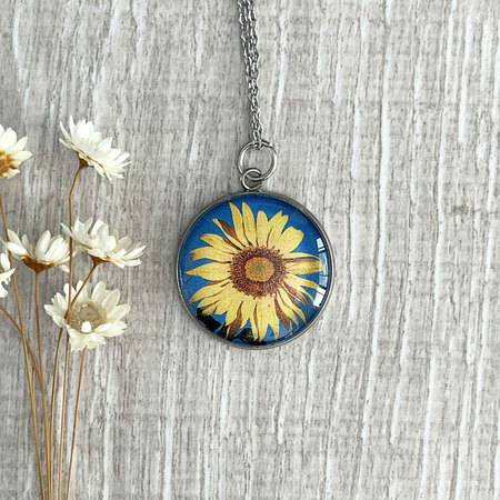 Sunflower Pendant Necklace • Choose your chain length