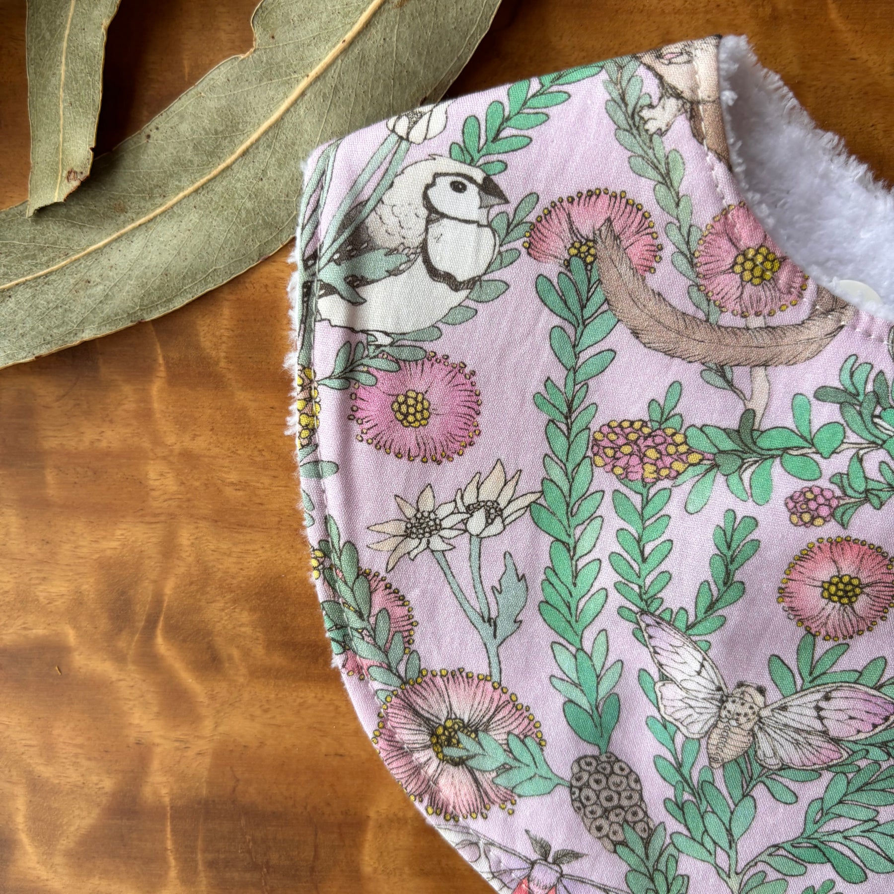 Baby Bib and Burp Cloth Set | Pink Possums | Ready to Ship