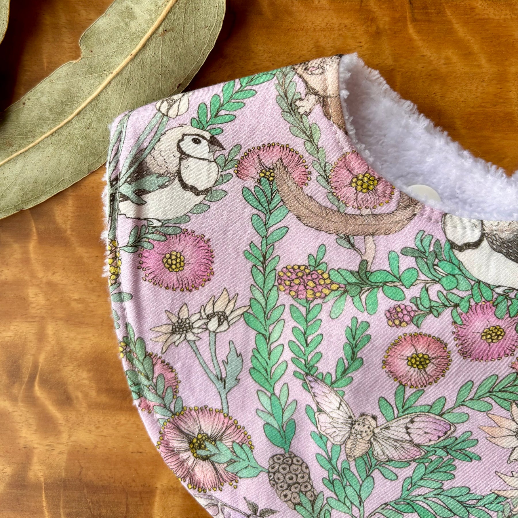 Baby Bib and Burp Cloth Set | Pink Possums | Ready to Ship