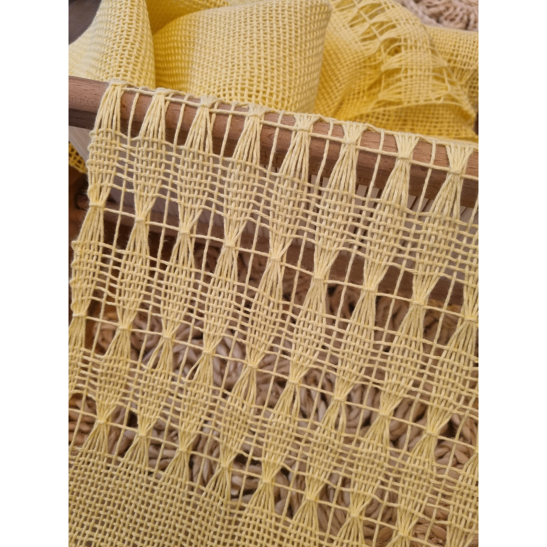 'Beyond the plain weave' collection yellow cotton scarf