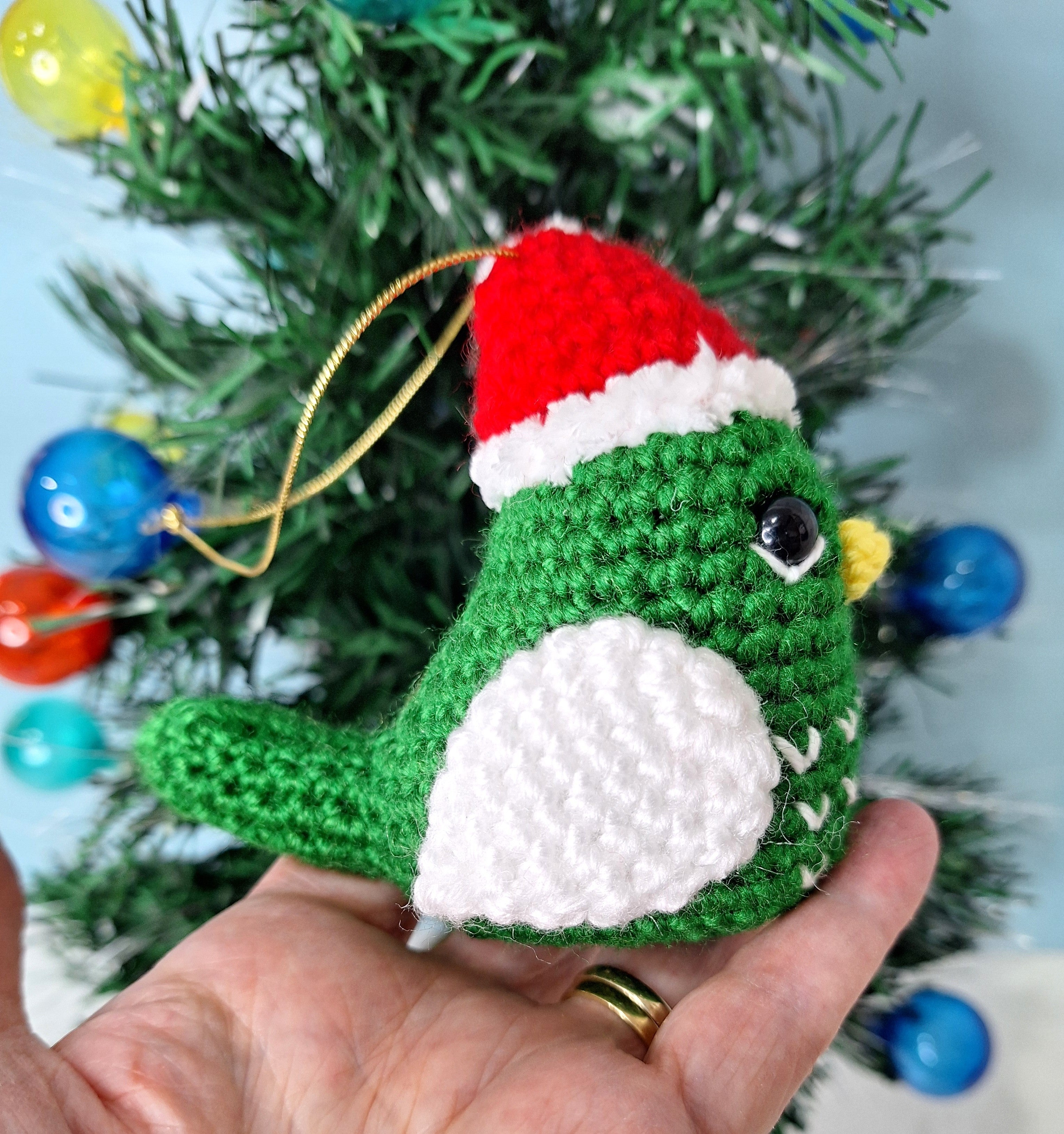 Crocheted Christmas Bird - Handmade Christmas Ornament