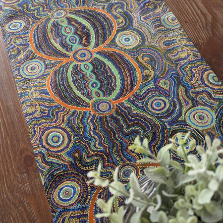 Indigenous Table Runner - Goanna Dreaming (Green)
