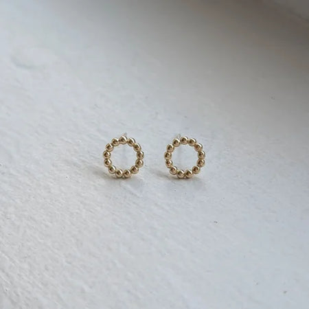 9ct yellow gold circle bead studs