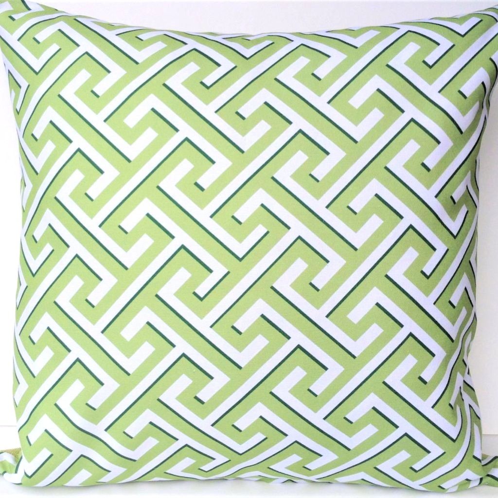 Green geometric cushion cover-contemporary design.