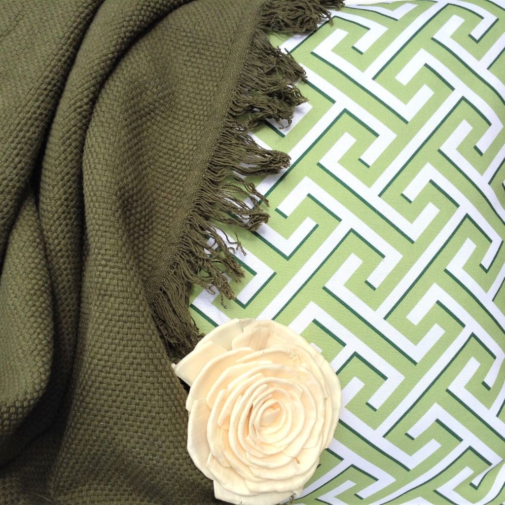 Green geometric cushion cover-contemporary design.