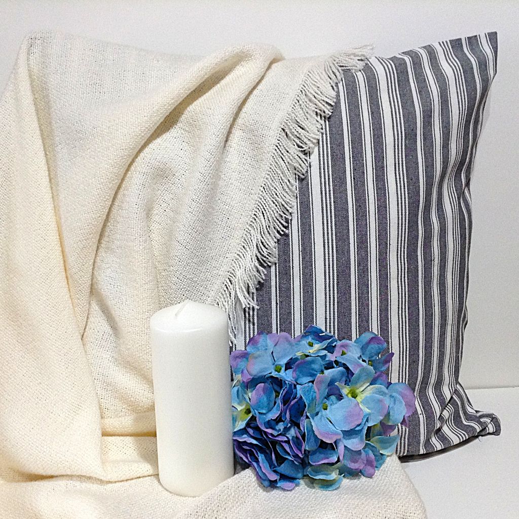Grey and White Striped Cushion Covers– Coastal Living Home Décor-45x45cm