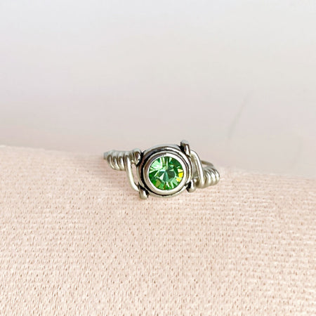 Crystal silver dress ring | Peridot green, Aqua blue