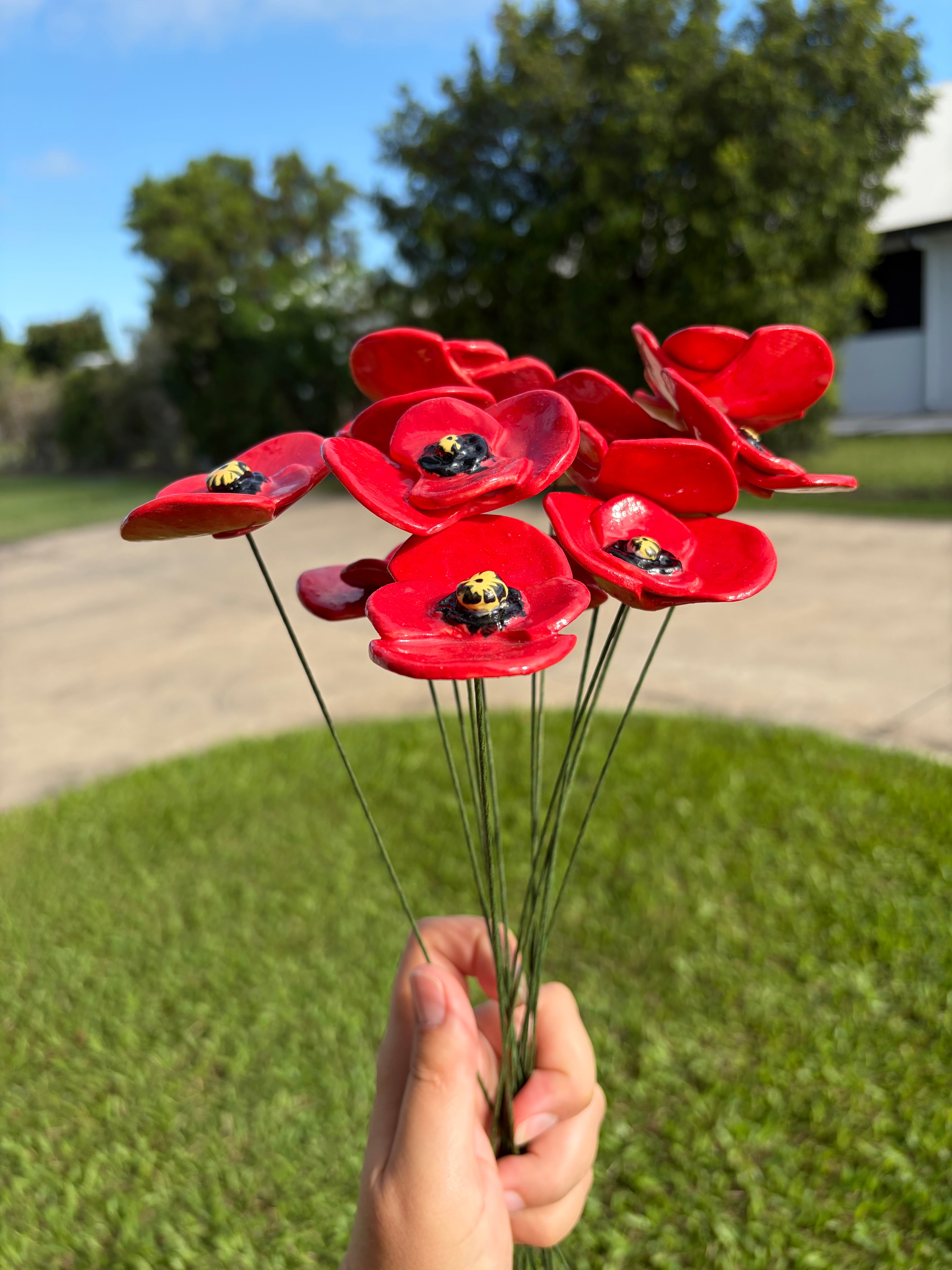 Handpainted Ceramic Poppies