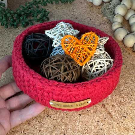 Red Handmade Crochet Basket - small