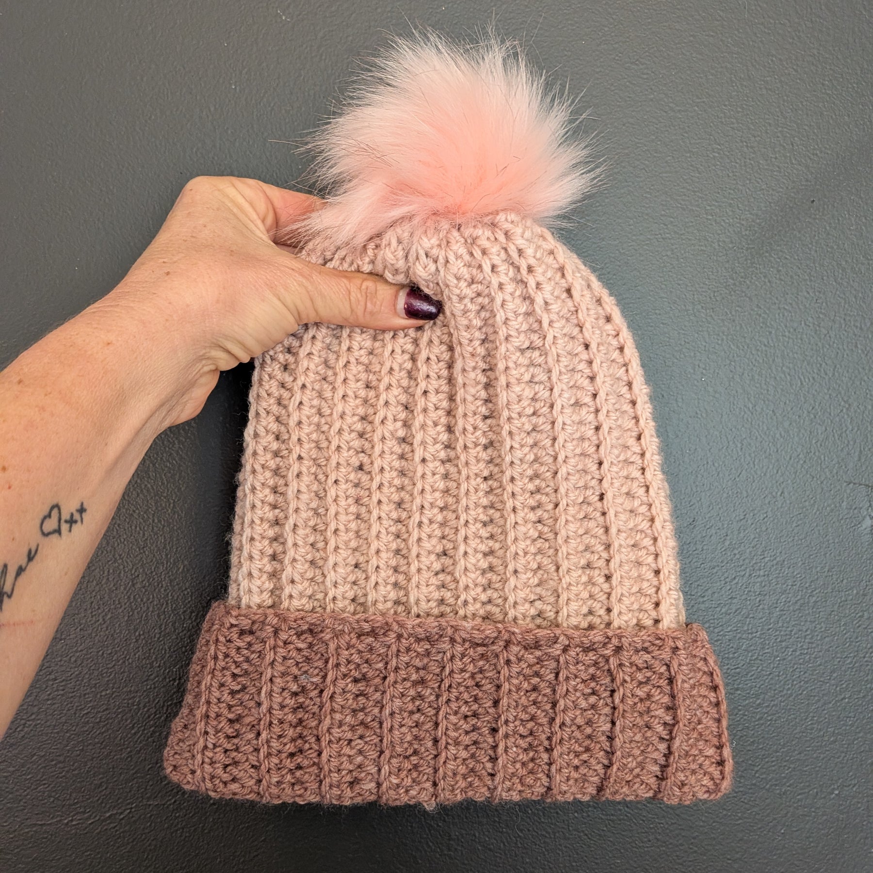 Pretty in Pink Crochet Beanie Two Tone