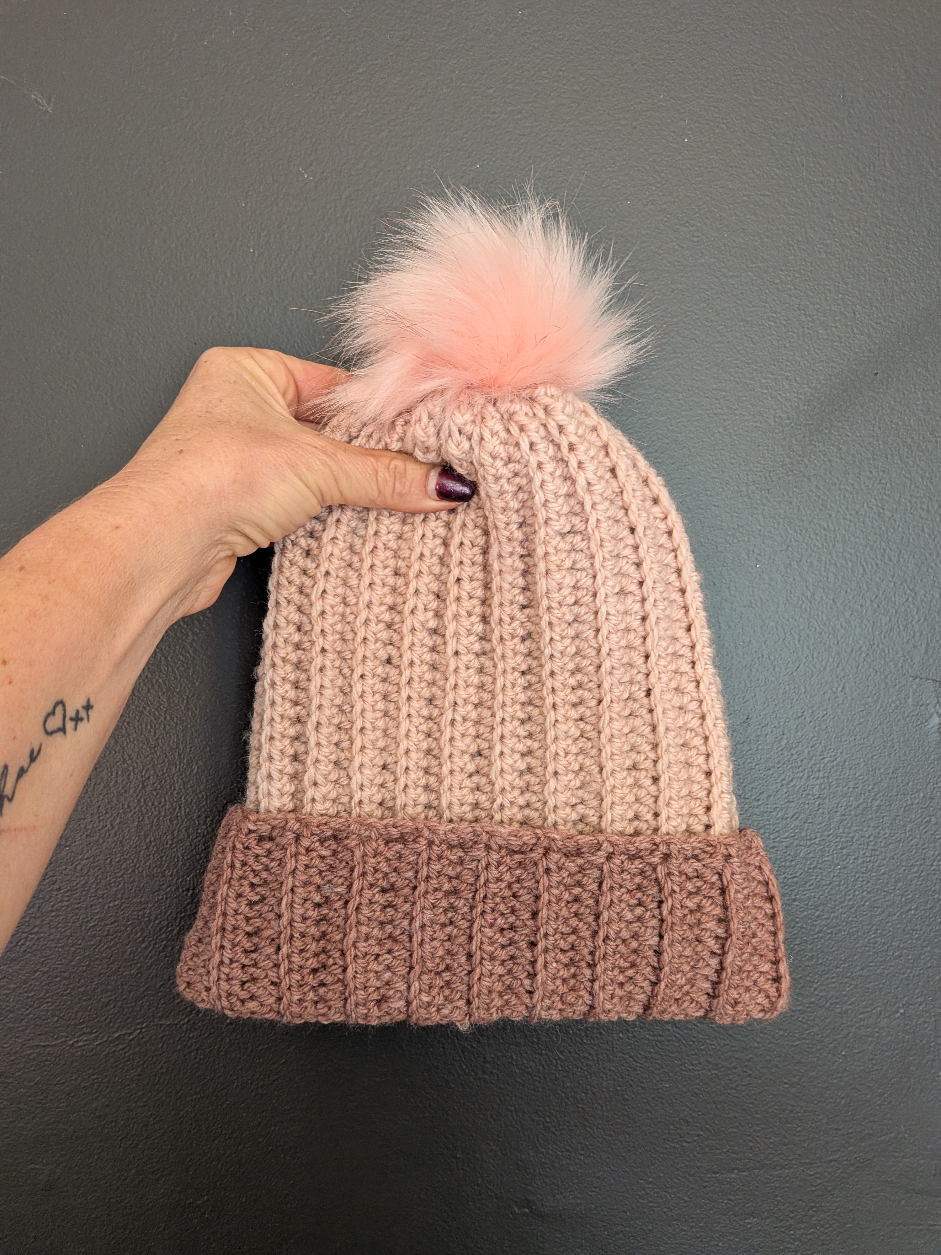 Pretty in Pink Crochet Beanie Two Tone
