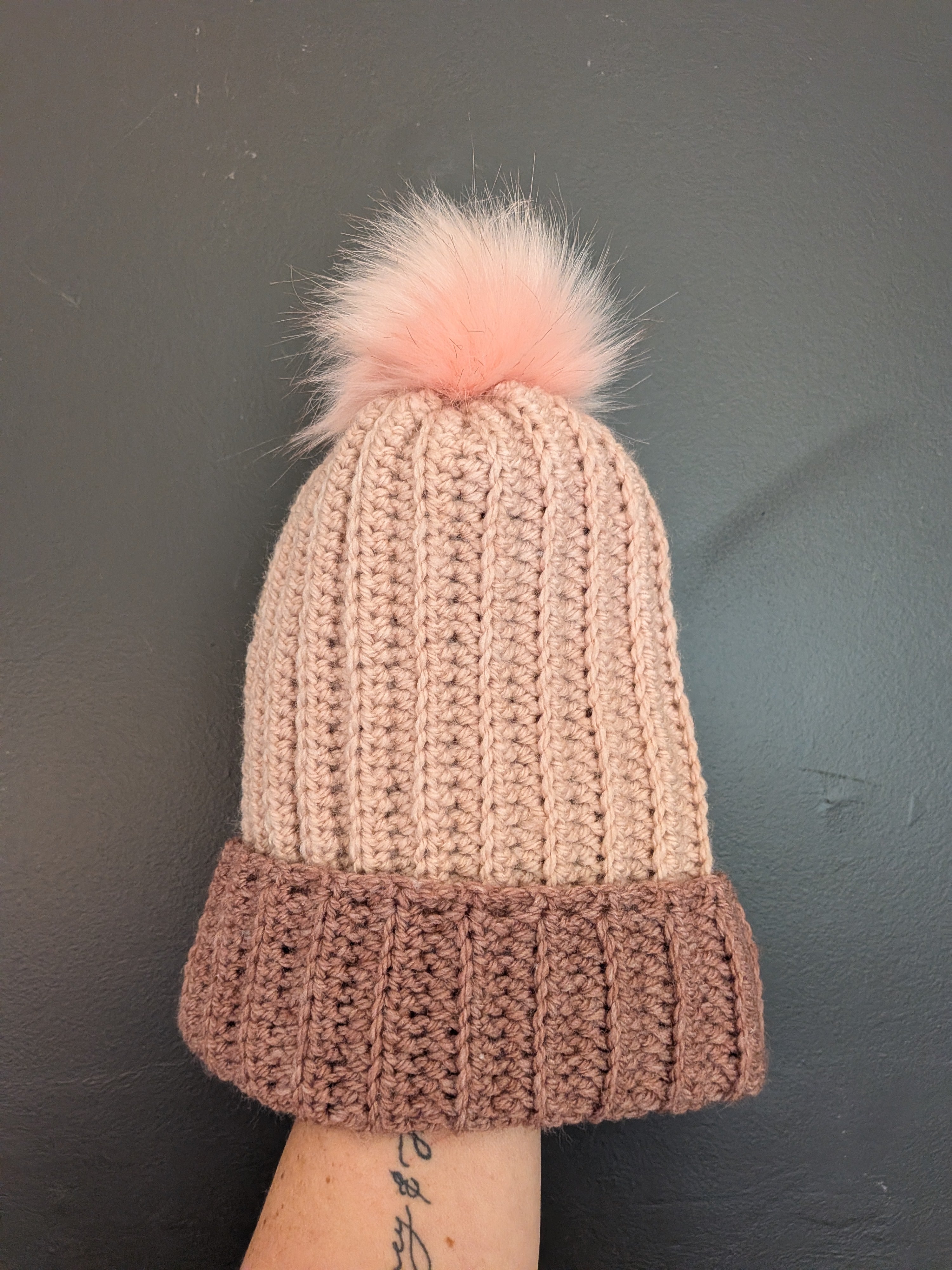 Pretty in Pink Crochet Beanie Two Tone