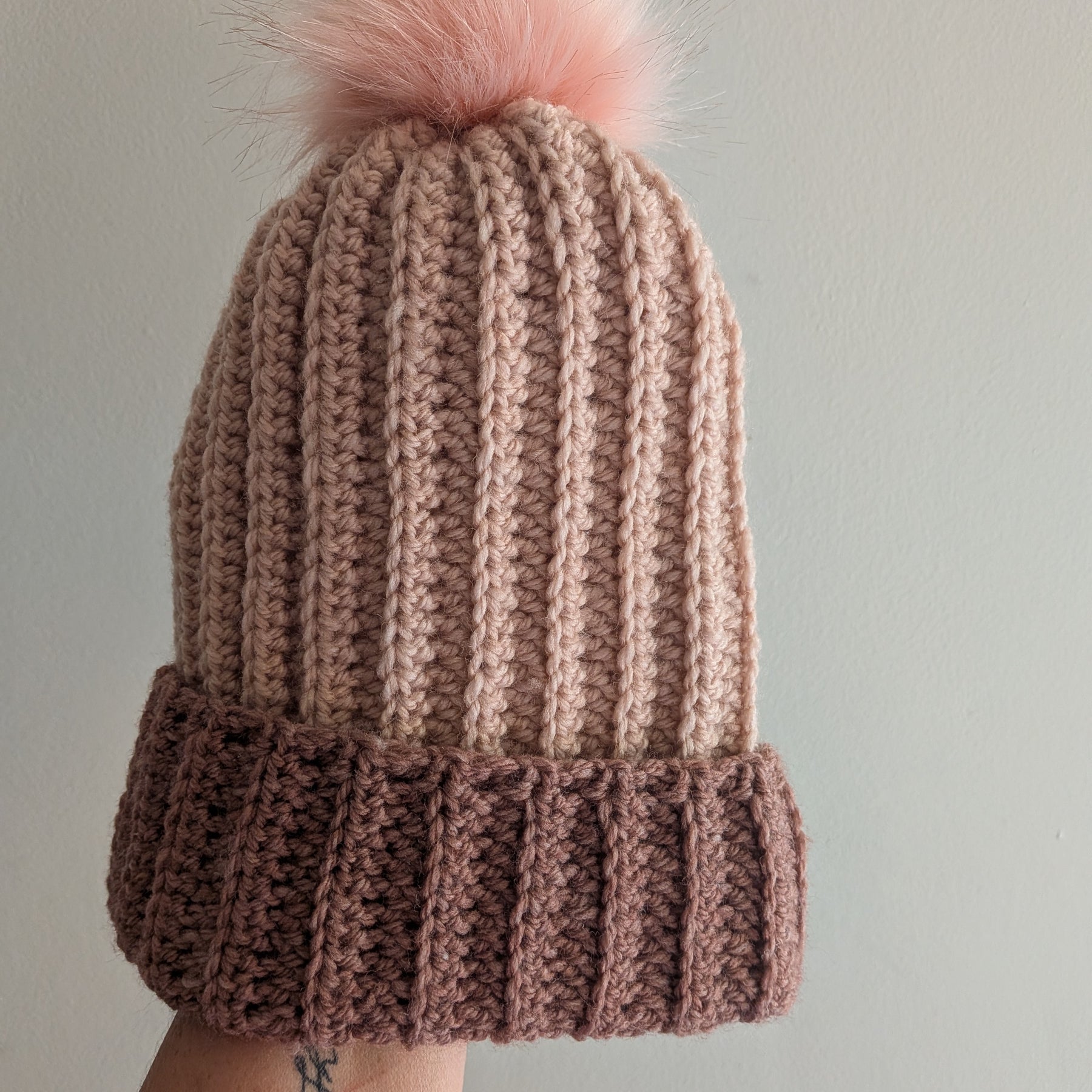 Pretty in Pink Crochet Beanie Two Tone
