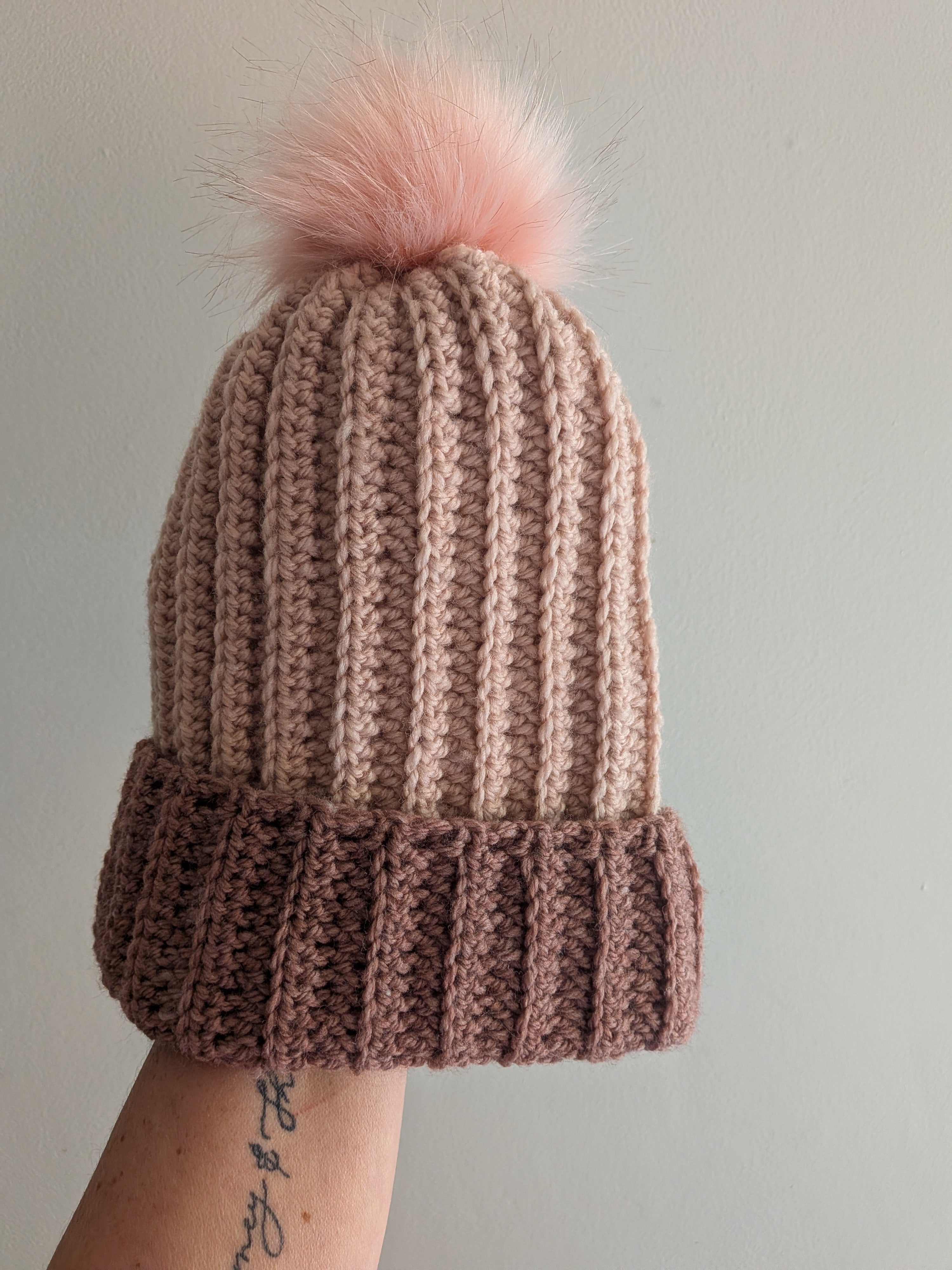 Pretty in Pink Crochet Beanie Two Tone