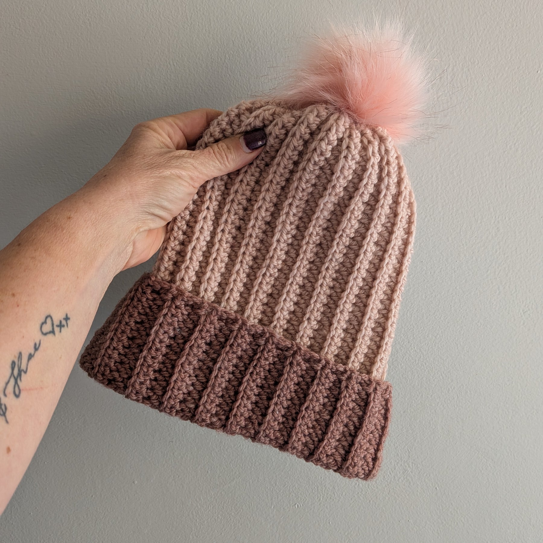 Pretty in Pink Crochet Beanie Two Tone