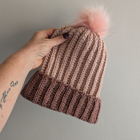 Pretty in Pink Crochet Beanie Two Tone