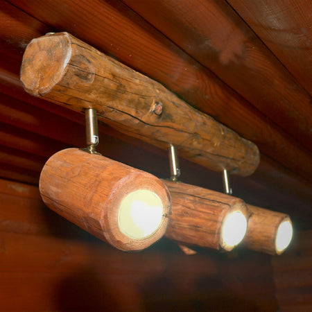 Track Ceiling Light from natural log, Handmade Driftwood Light