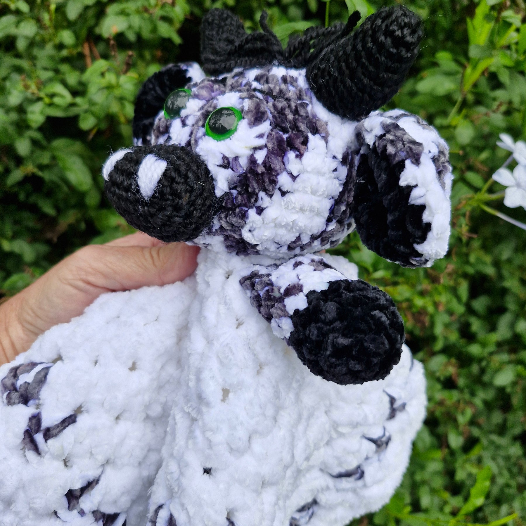 Handmade Highland Cow Black and White Lovey Baby Snuggle