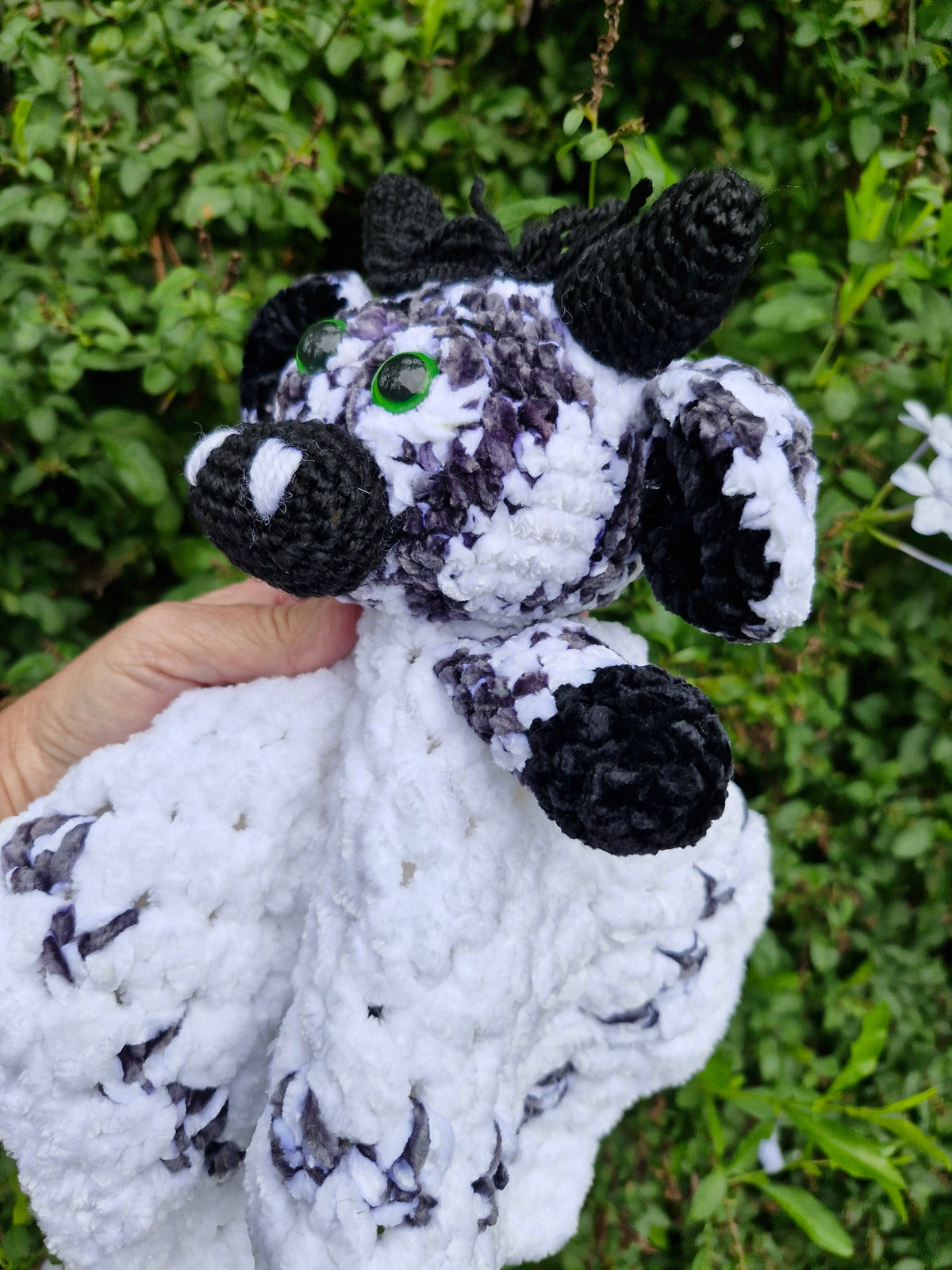Handmade Highland Cow Black and White Lovey Baby Snuggle