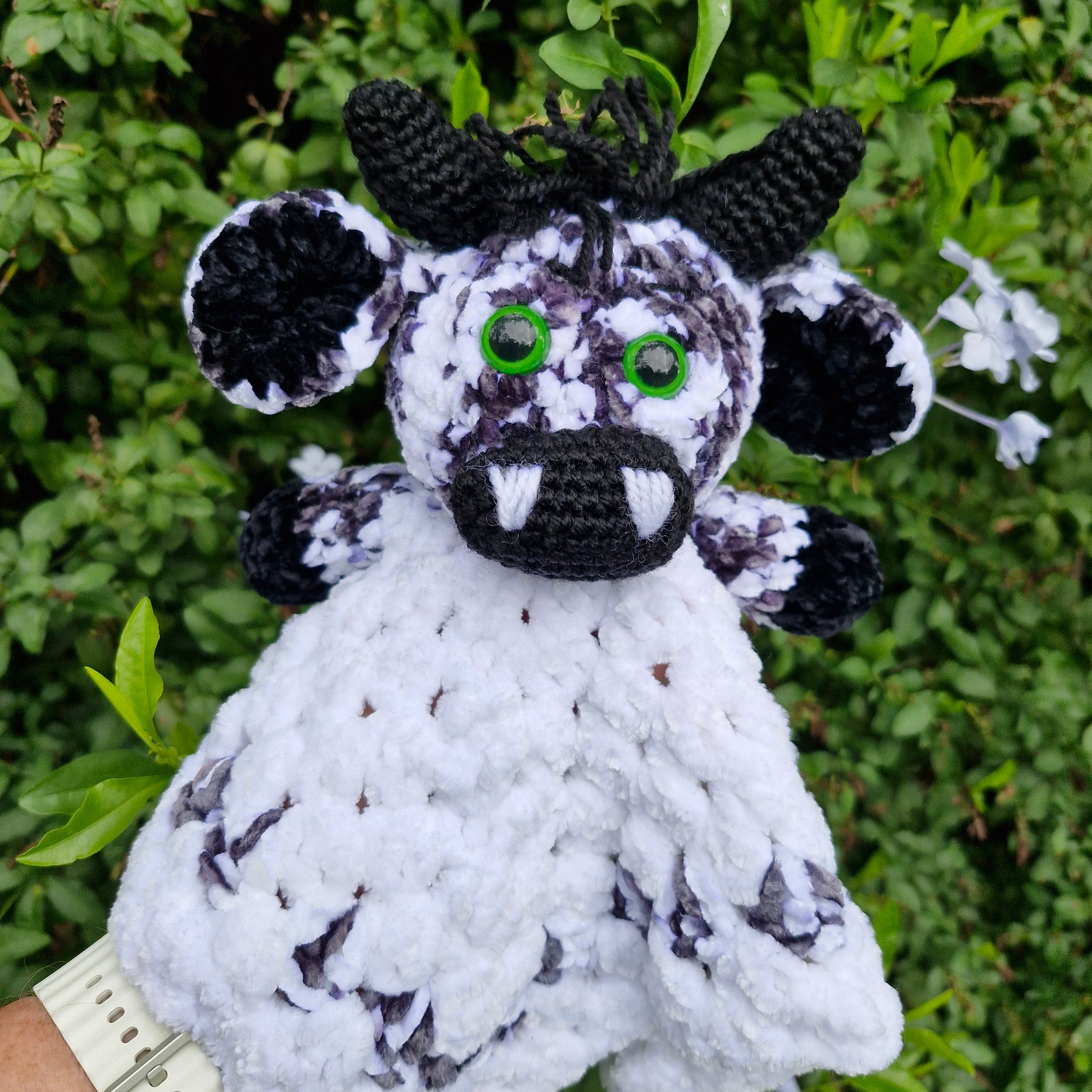 Handmade Highland Cow Black and White Lovey Baby Snuggle