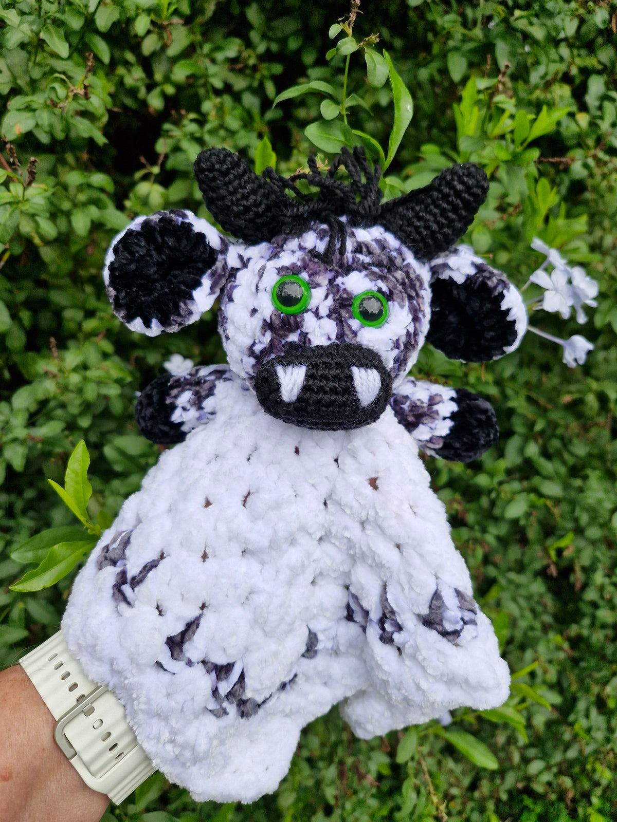 Handmade Highland Cow Black and White Lovey Baby Snuggle
