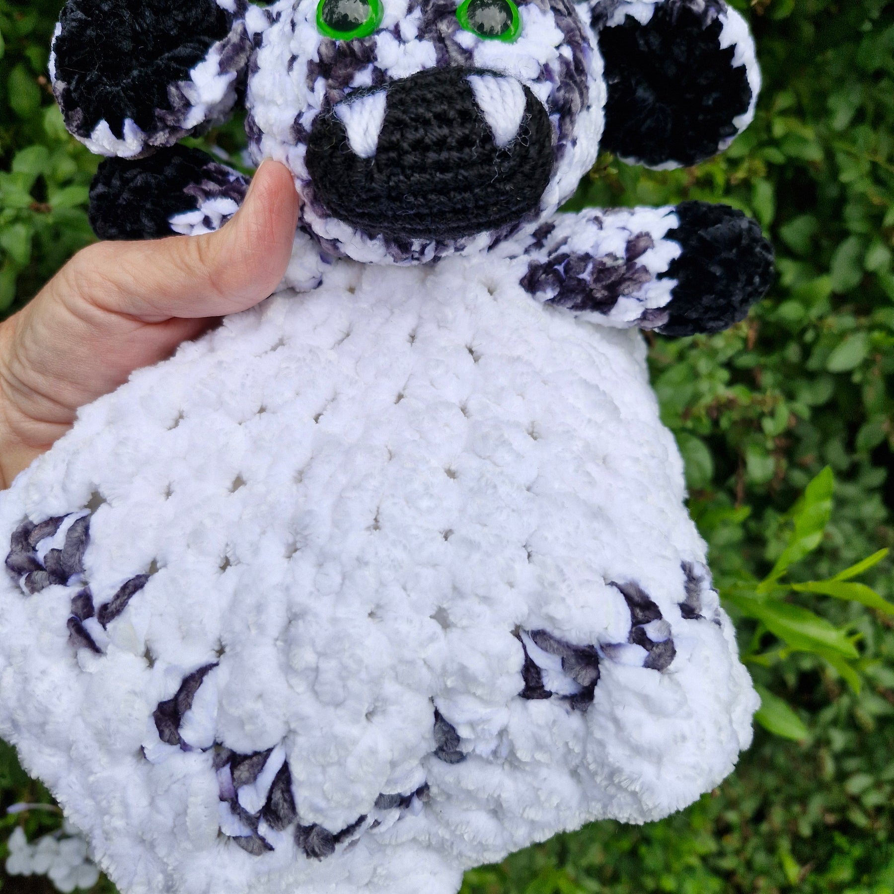 Handmade Highland Cow Black and White Lovey Baby Snuggle