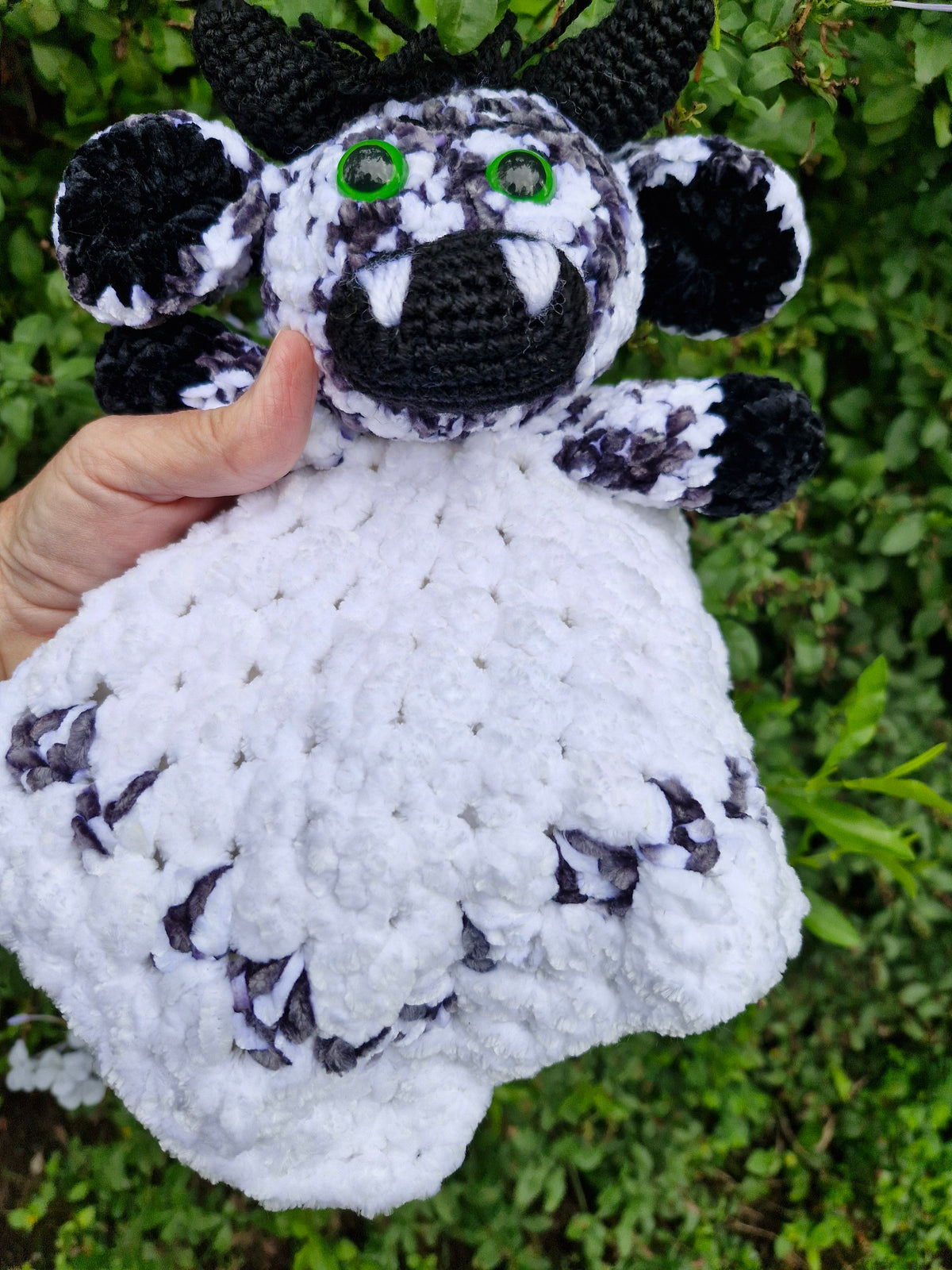 Handmade Highland Cow Black and White Lovey Baby Snuggle