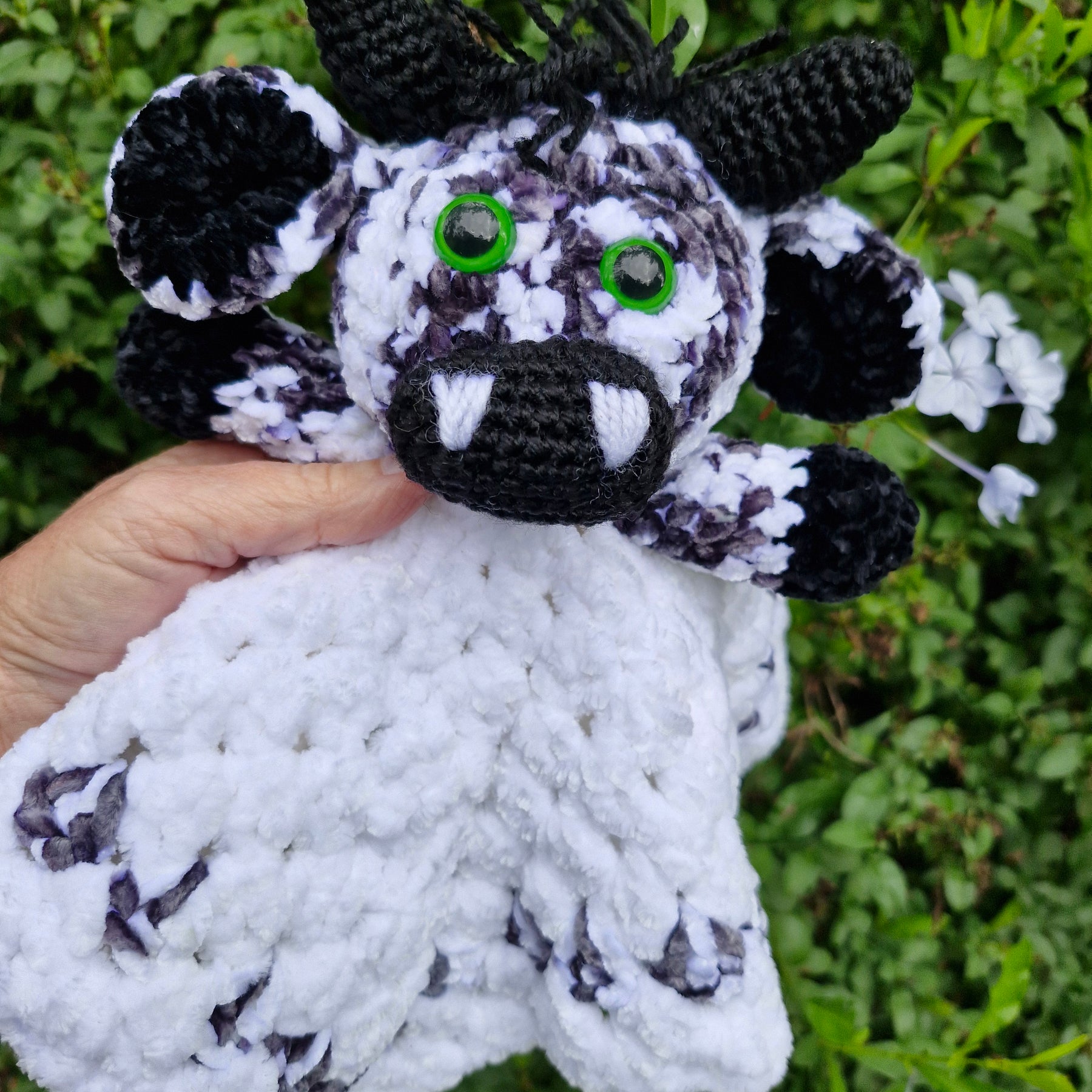 Handmade Highland Cow Black and White Lovey Baby Snuggle