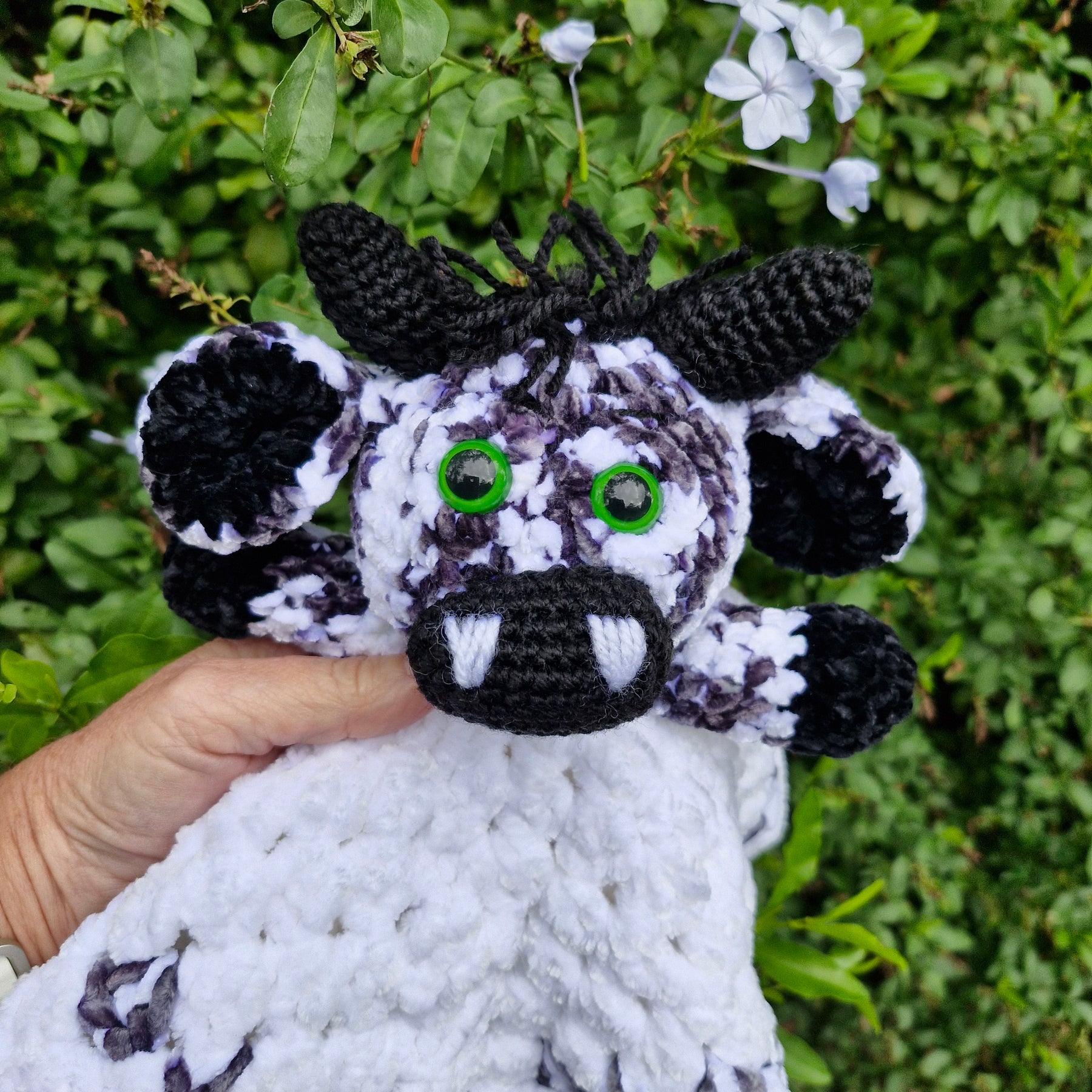 Handmade Highland Cow Black and White Lovey Baby Snuggle