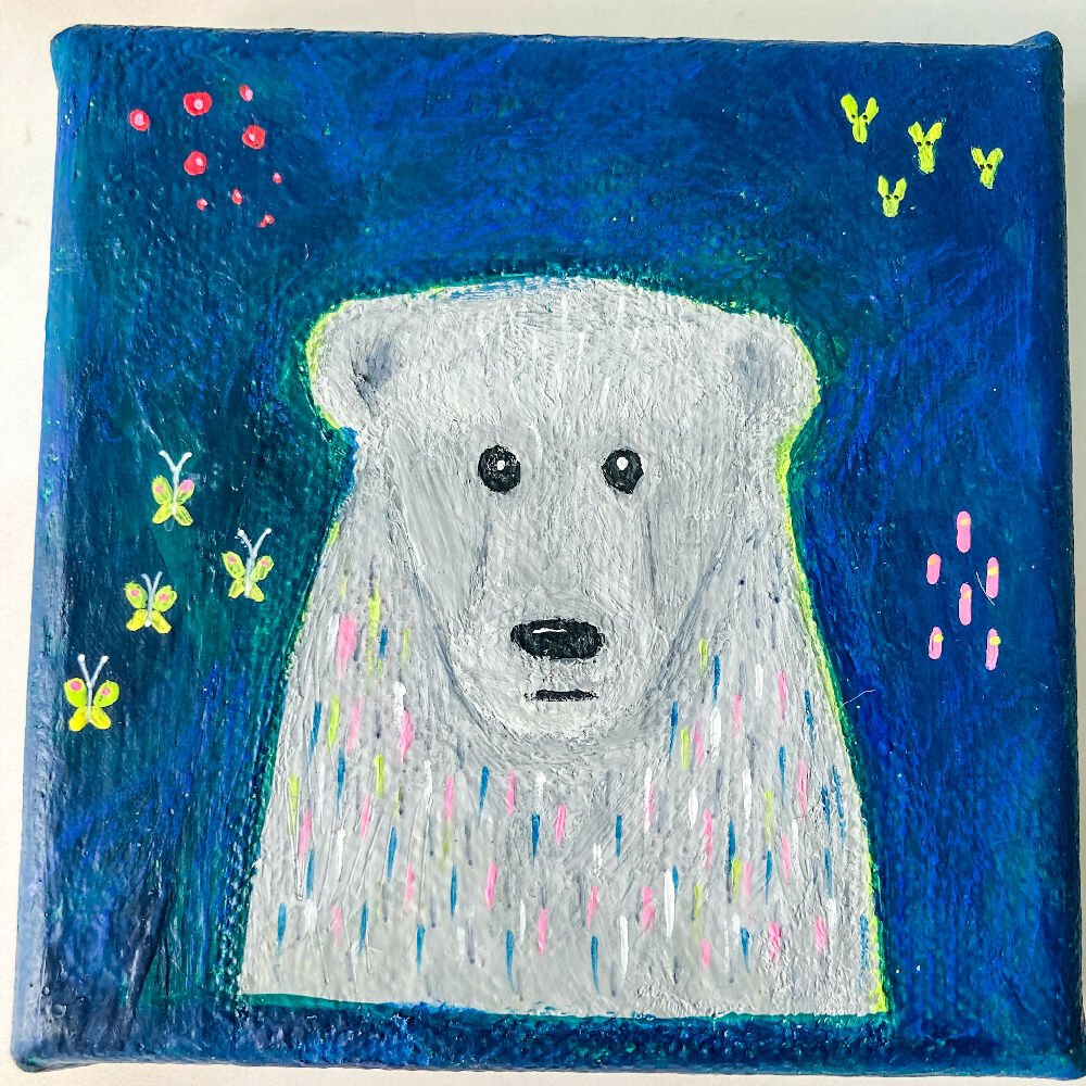 Original Mini Art Canvas featuring cute Bear