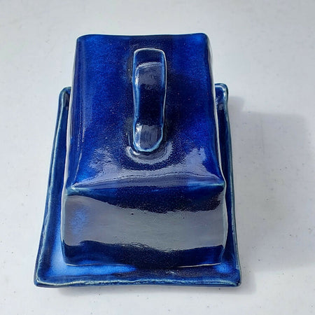 Blue butter dish