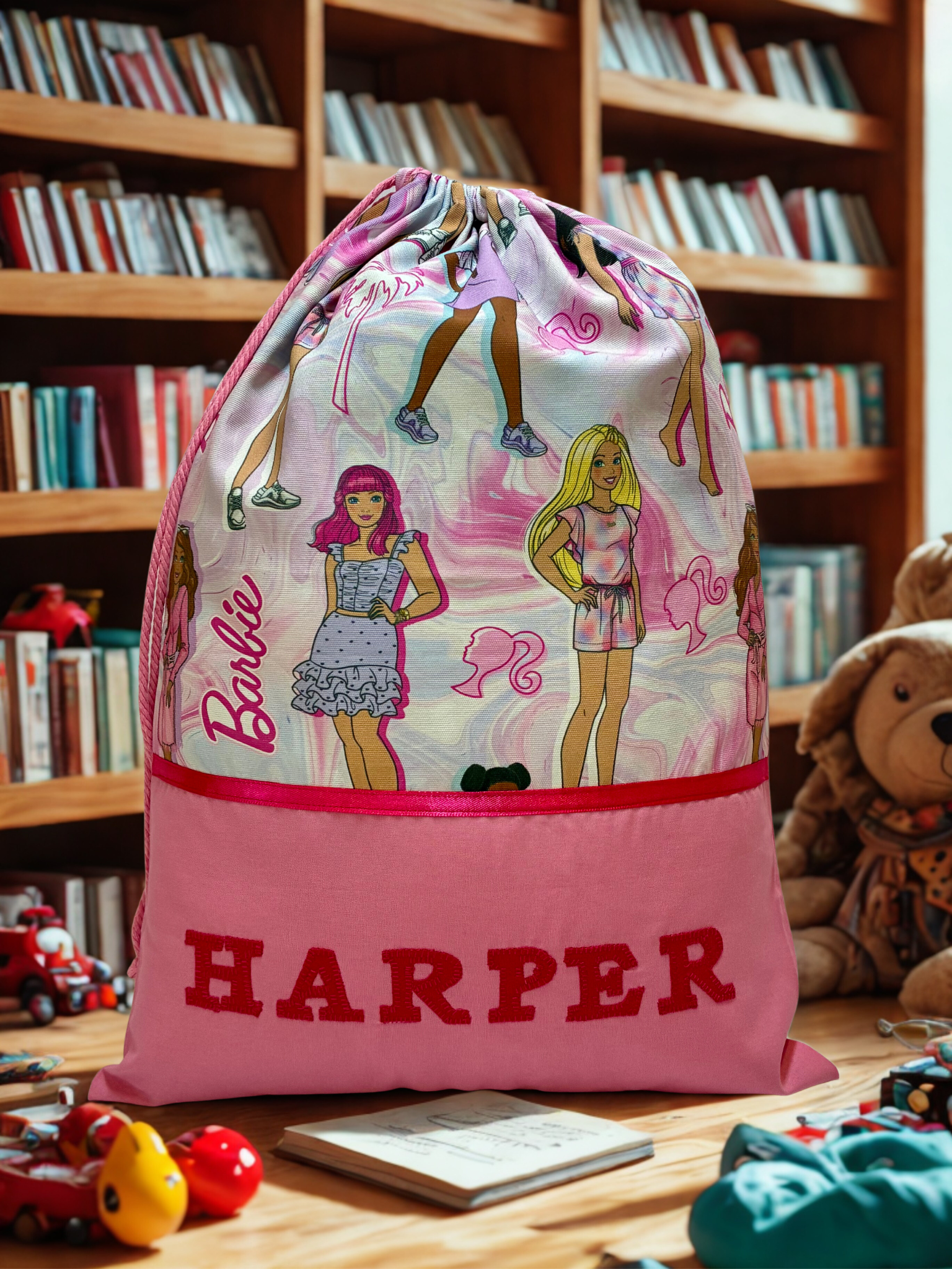 Children's Library Bag , Handmade, Personalised