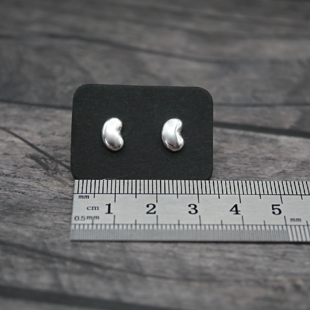 bean studs sterling silver ruler cms sml