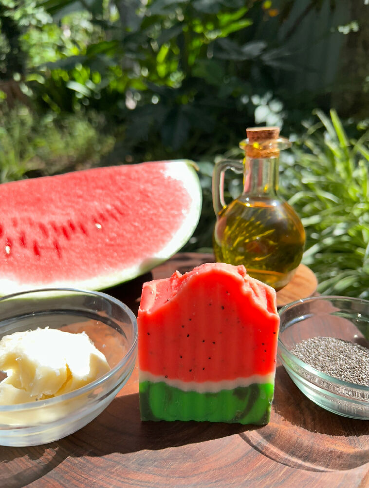 Watermelon infused poppy seed soap