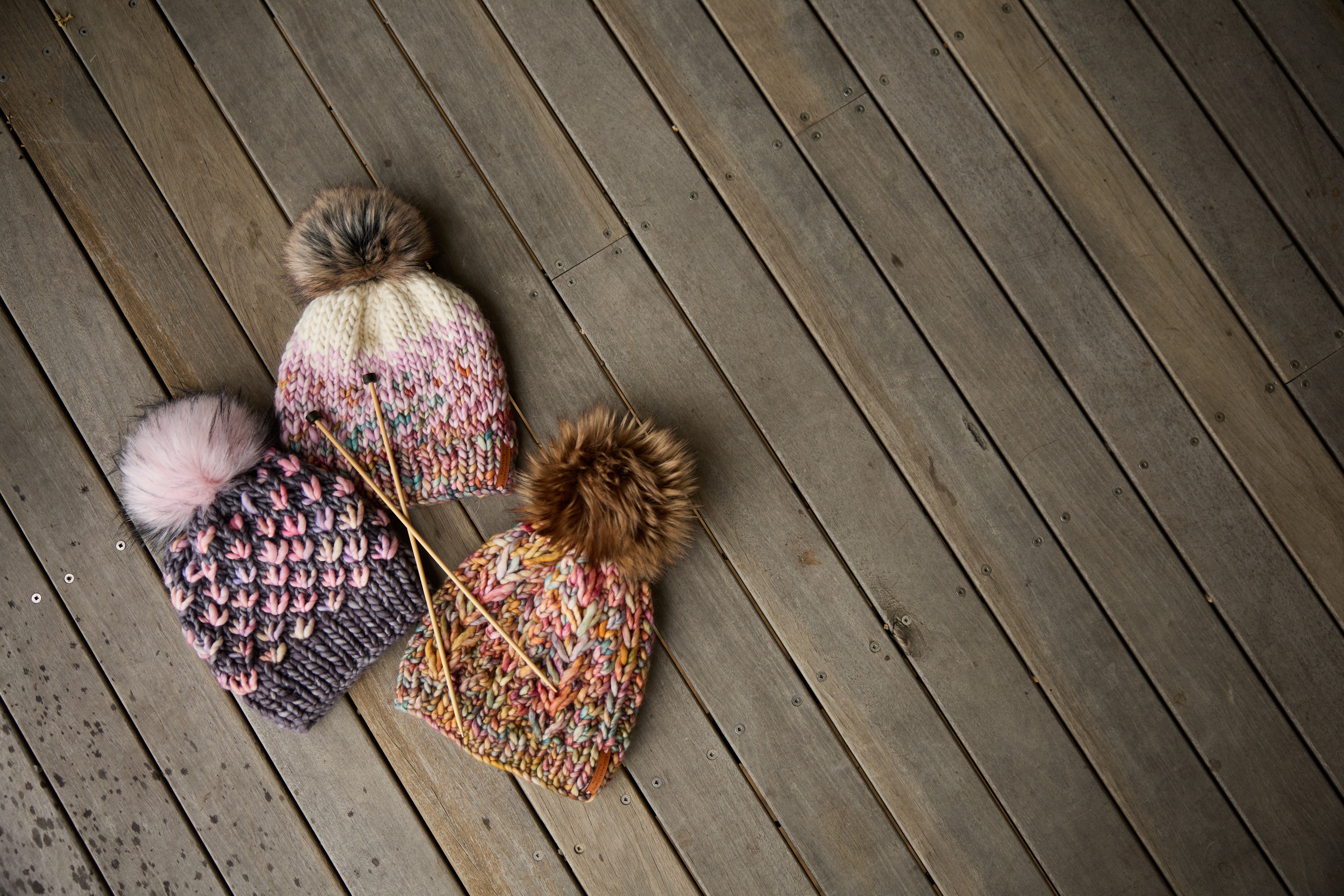 Ladies Beanie, Grey Beanie with PomPom