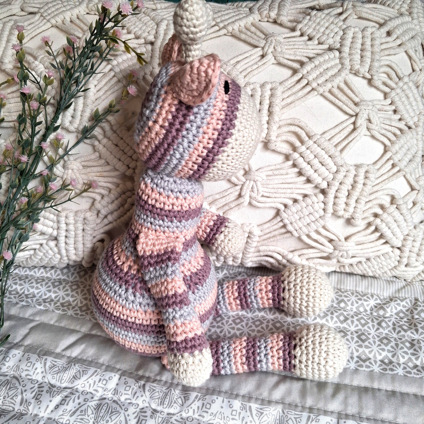 Handmade Crochet Striped Giraffe - 100% Cotton