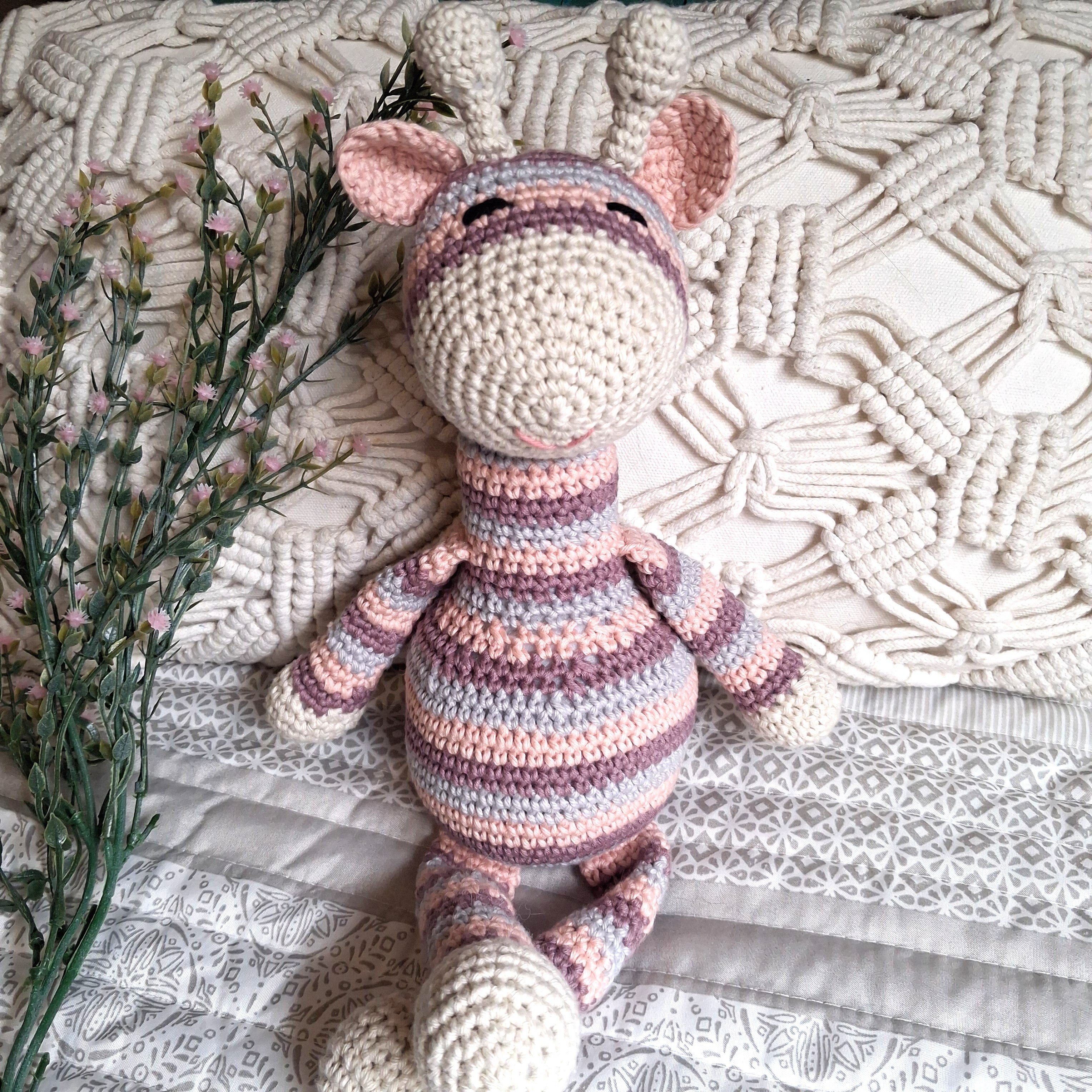 Handmade Crochet Striped Giraffe - 100% Cotton