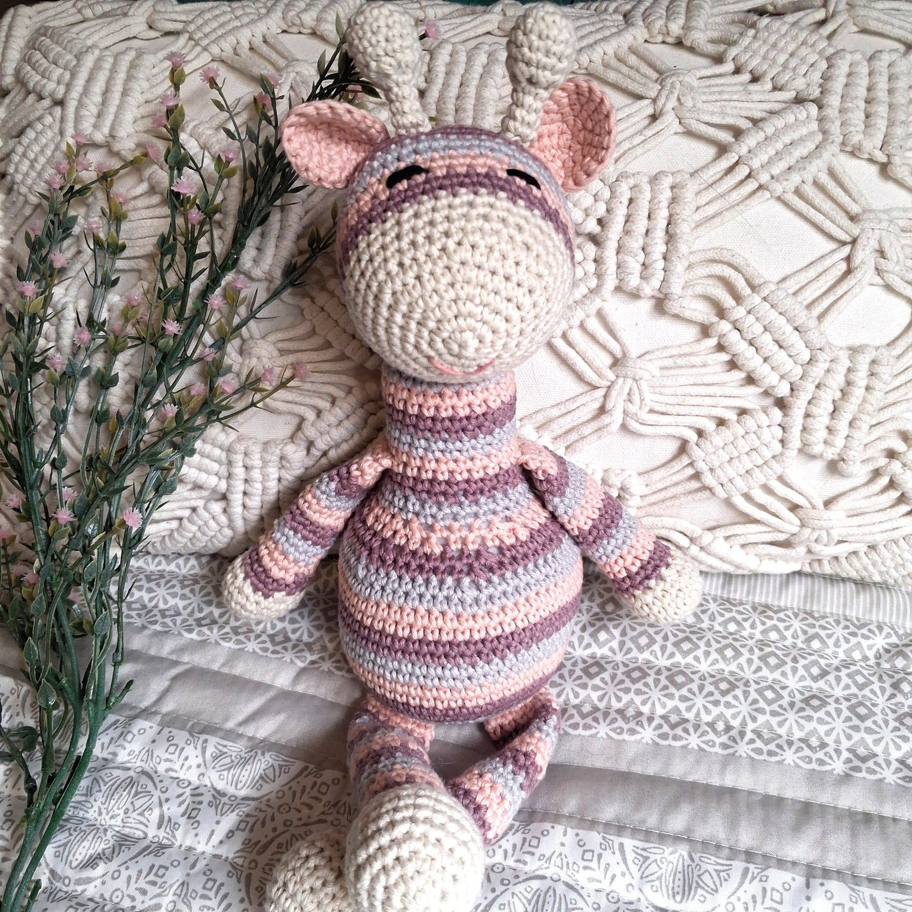 Handmade Crochet Striped Giraffe - 100% Cotton